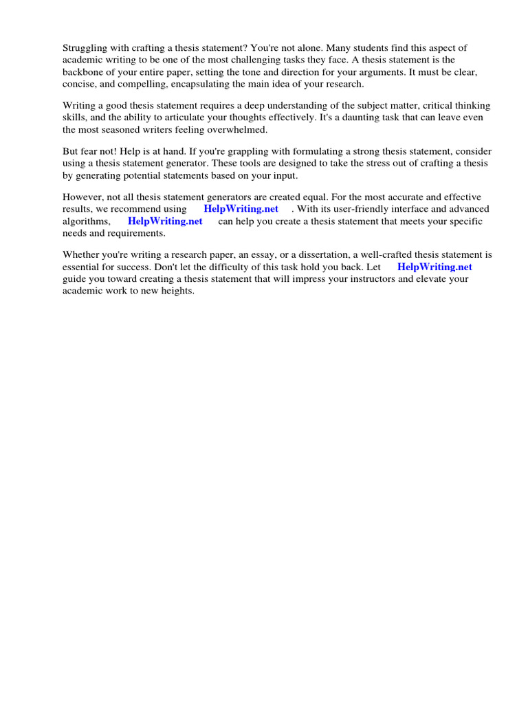 Good Thesis Statement Generator PDF Essays Thesis