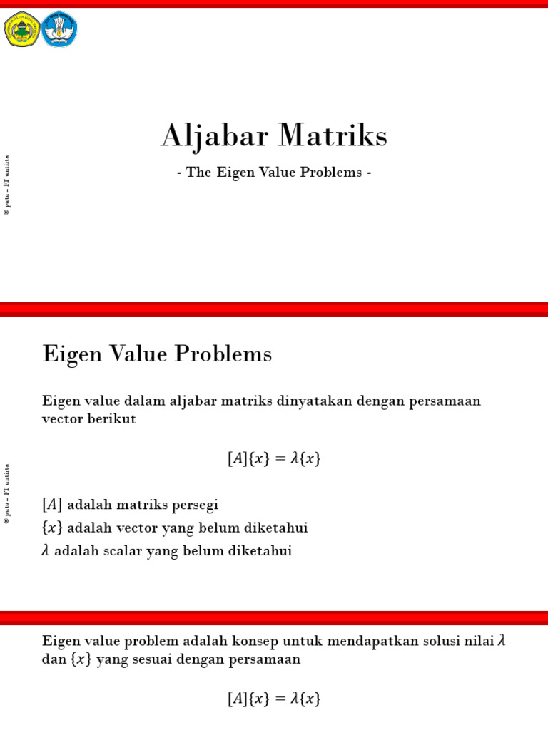 Masalah Nilai Eigen dalam Aljabar Matriks | PDF | Metode & Bahan Ajar
