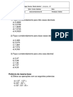 Lista 3 - Matemática e Estatistica - Notação Cientifica Potencia e Arredondamento