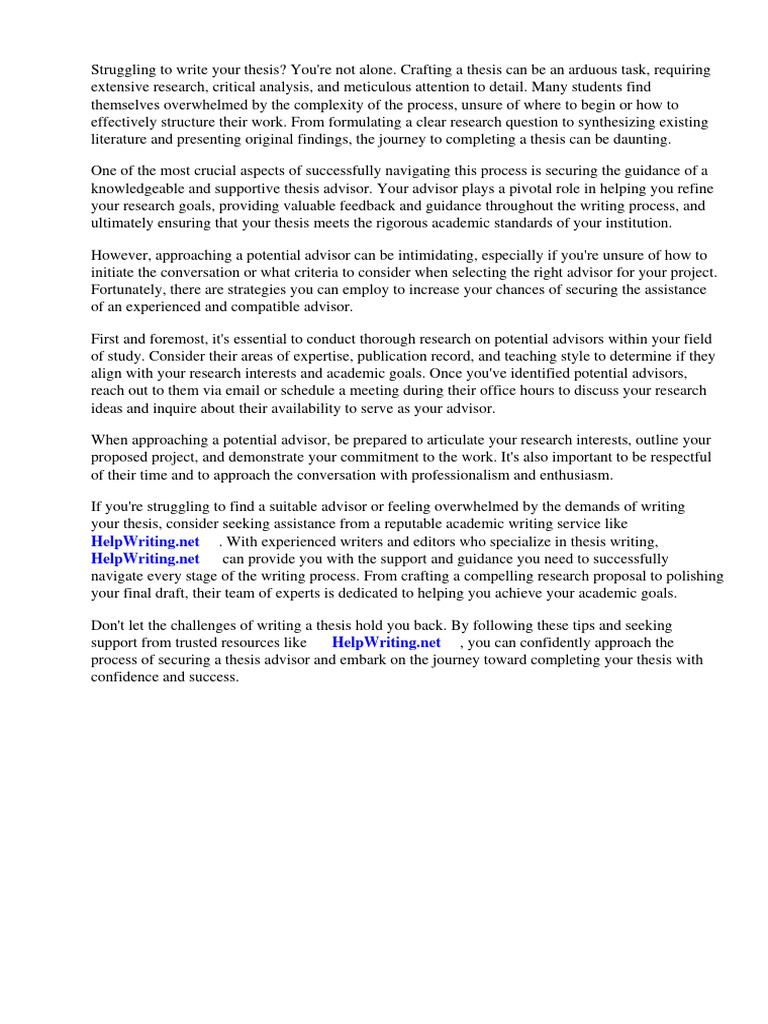 How To Ask For A Thesis Advisor | PDF | Thesis | Essays