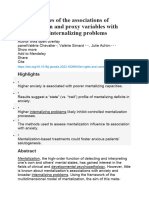 Meta-Analyses of The Associations of Mentalization and Proxy Variables With Anxiety and Internalizing Problems