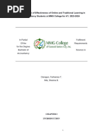 A Comparison of Effectiveness of Online and Traditional Learning in Accountancy Students at MMG College For A.Y. 2023 2024