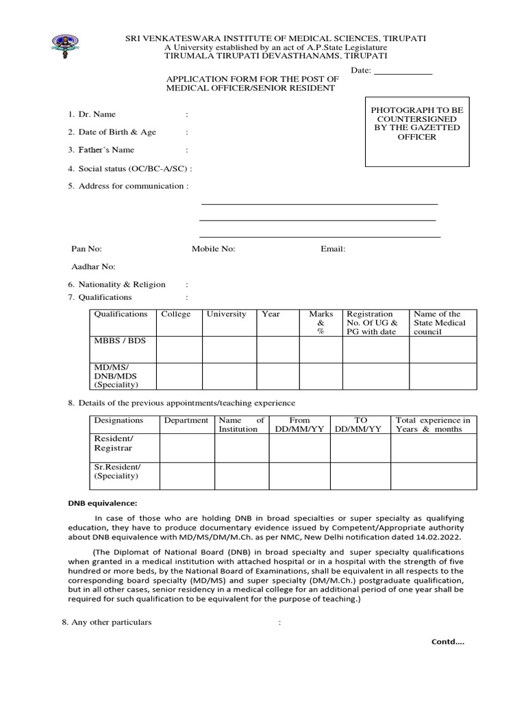Application for Medical Officer Position | PDF | Doctor Of Medicine ...