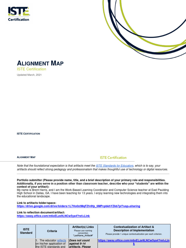 iste certification alignment map | PDF | Educational Technology | Learning