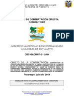 Pliegos de Contratación Directa Consultoría: Gobierno Autónomo Descentralizado Municipal de Putumayo