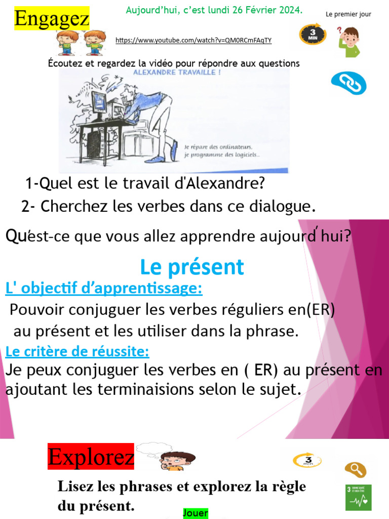 Conjugaison des verbes en ER au présent | PDF | Arts du langage et ...