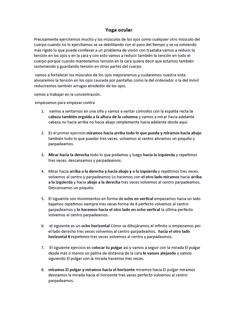 Ejercicios de Yoga Ocular para Relajar la Vista | PDF | Ojo | Músculo ...
