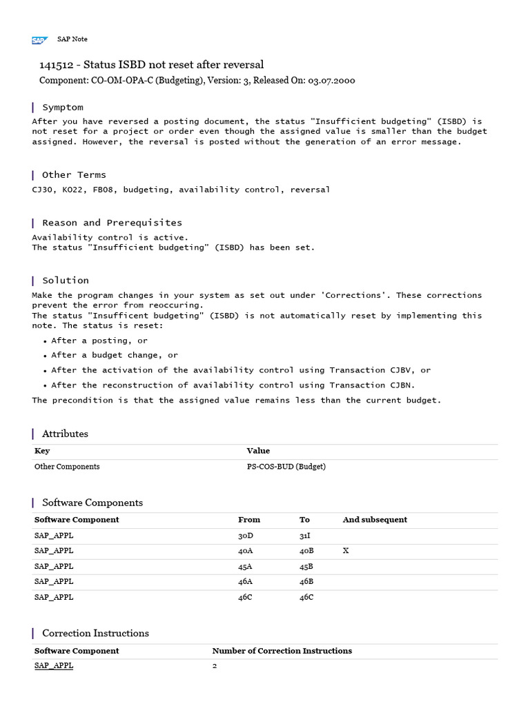 ISBD Not Reset After Status Reversal | PDF | Software | Information ...