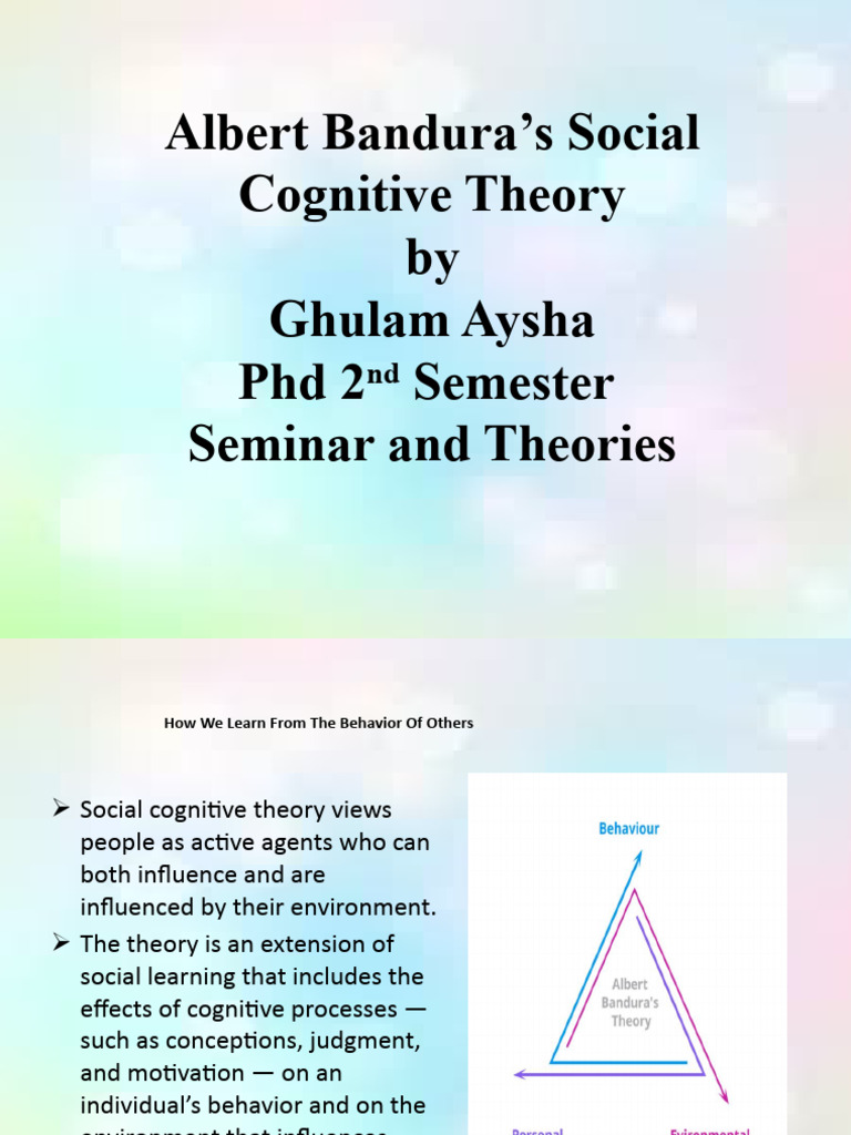 Albert Bandura's Social Cognitive Theory | Download Free PDF | Self ...