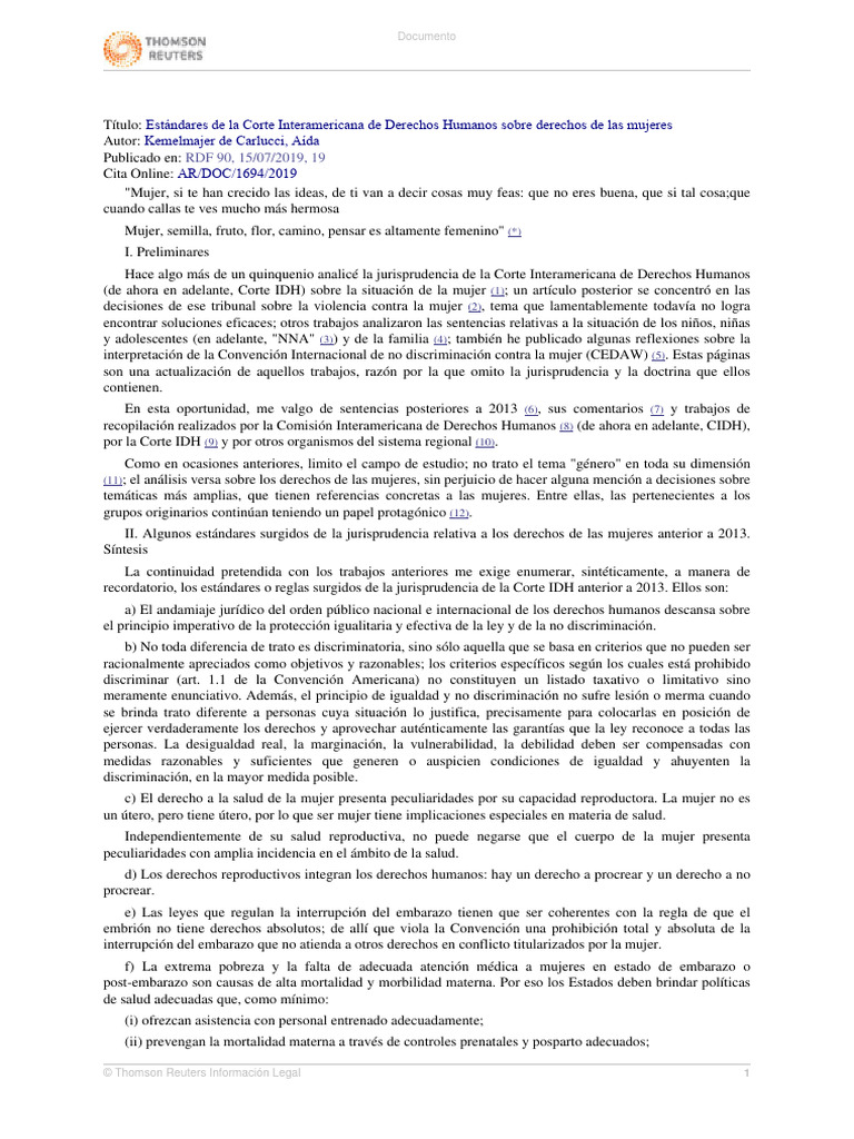 Kemelmajer - Estándares de La Corte Interamericana de Derechos Humanos ...