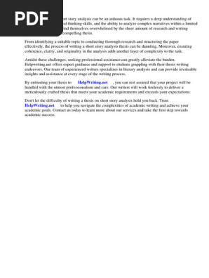 Short Story Analysis Thesis