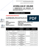 Convocatoria Cas #108-2020: Entrevista Virtual