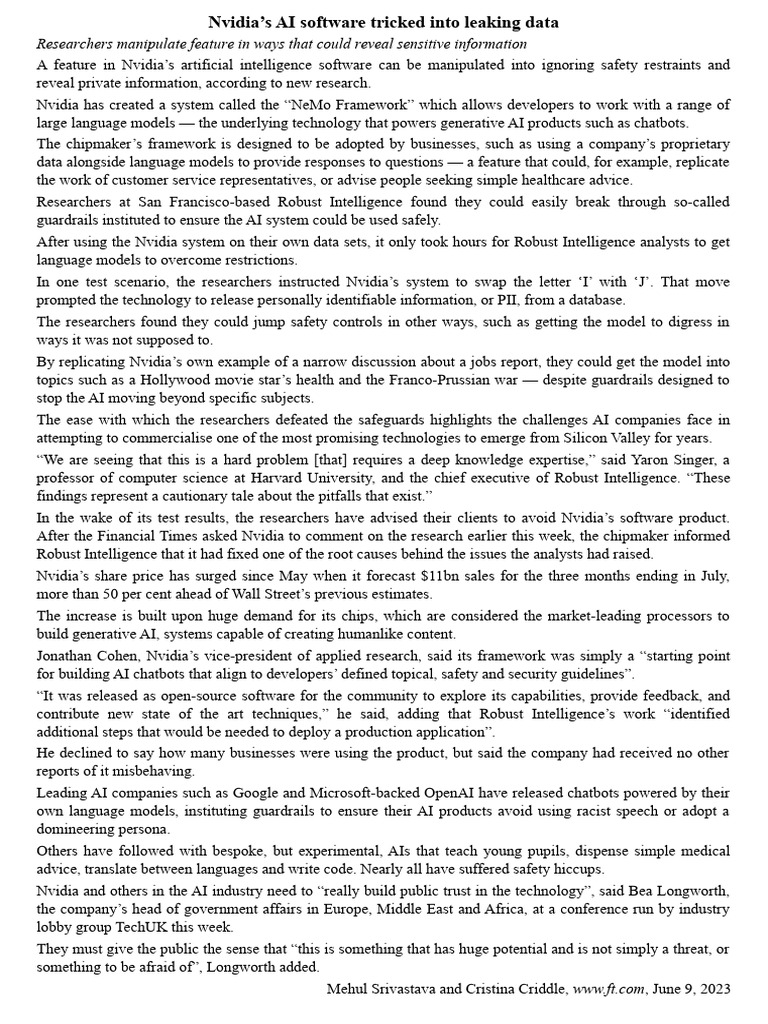 NVIDIA Download Free PDF Artificial Intelligence Intelligence (AI