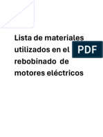 Lista de Materiales Utilizados en El Rebobinado de Motores Eléctricos