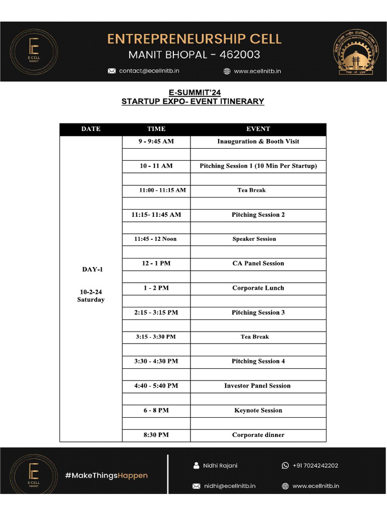 Startup Expo Timing Pdf