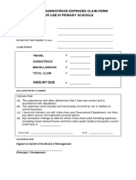 Travel and Subsistence Claim Forms