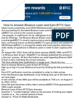 How To Answer Binance Learn and Earn BTTC Quiz