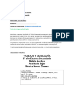 Trabajo Y Ciudadanía 6° Año Escuela Secundaria Natalia Lardiés Ana María Zajac Mónica Noemí Chaves