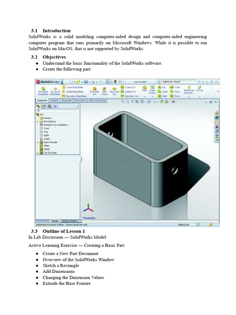 Introduction to SolidWorks Basics | PDF | 3 D Computer Graphics ...