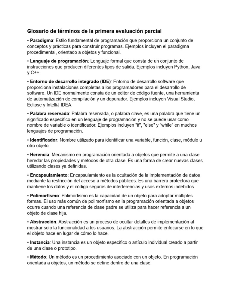 Glosario de Términos de Programación | PDF | Objeto (informática ...