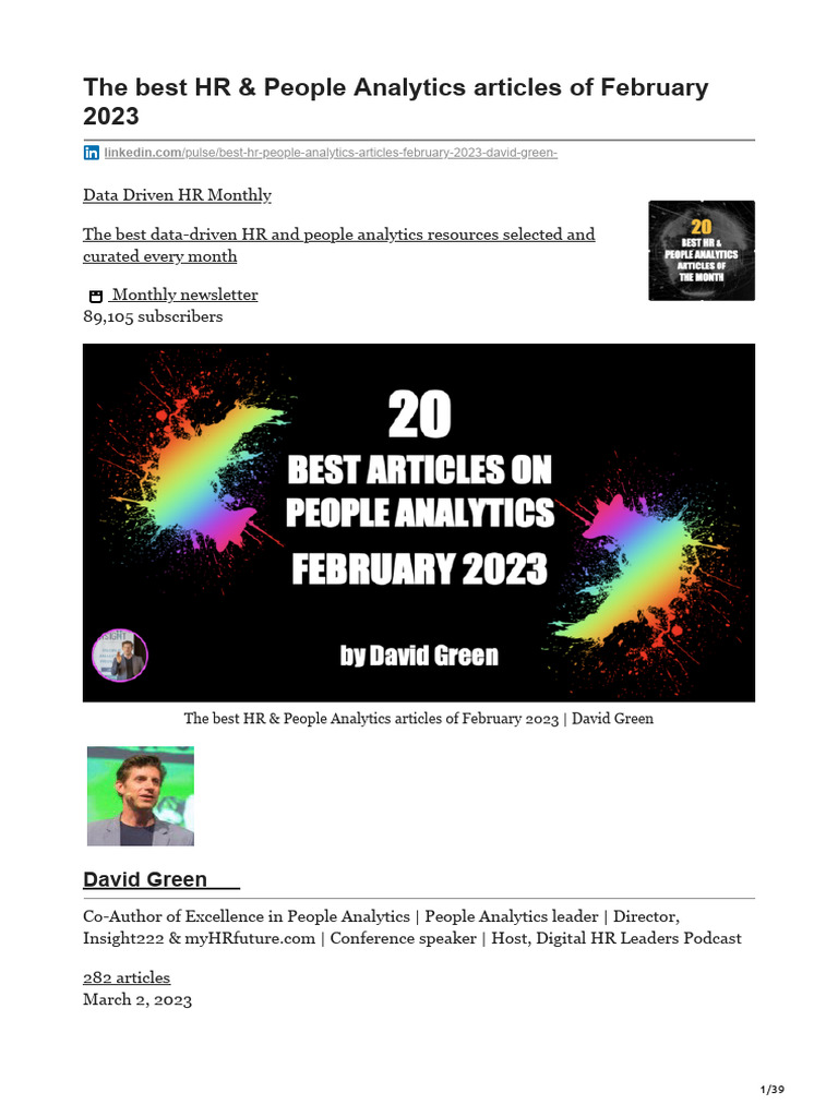 Best HR & People Analytics Articles - Feb 2023 | PDF | Analytics | Data ...