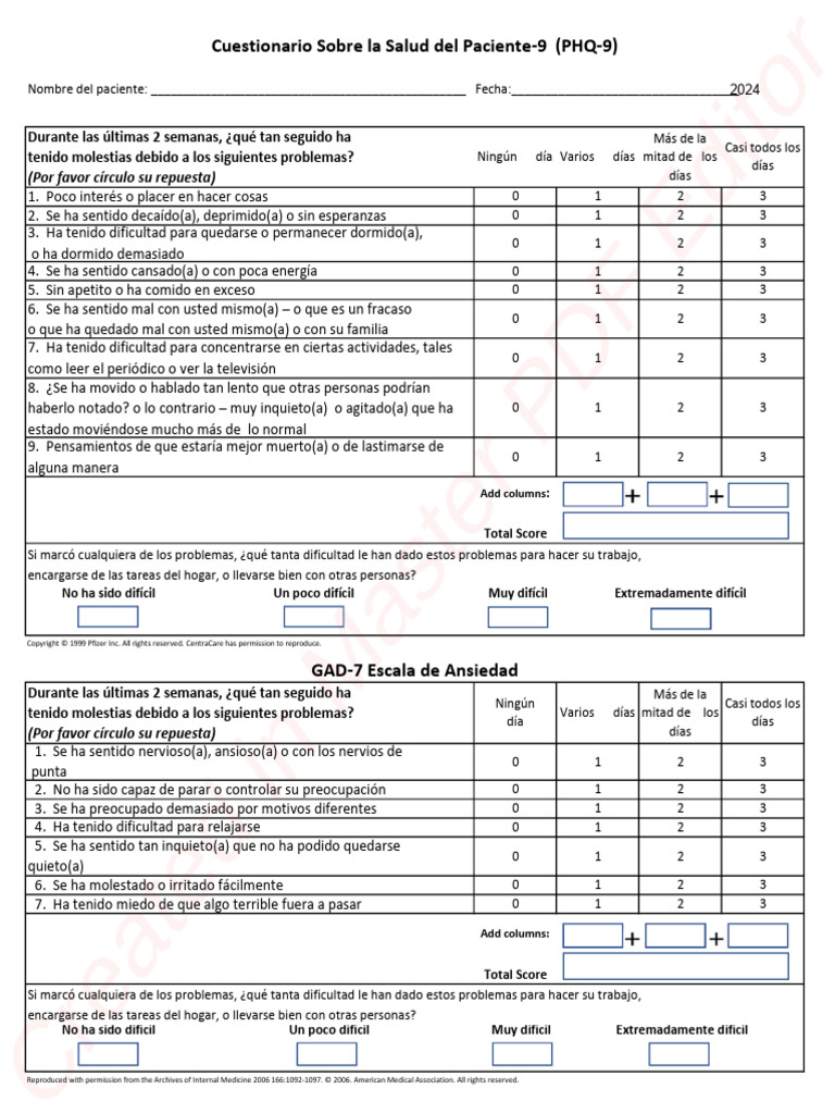 Cuestionario sobre la salud del paciente 9 phq 9 pdf