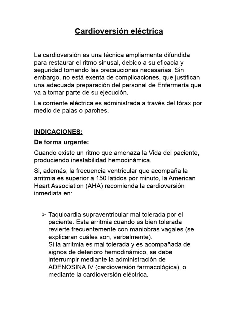 Cardioversión Eléctrica | PDF | Electrocardiografia | Cardiología
