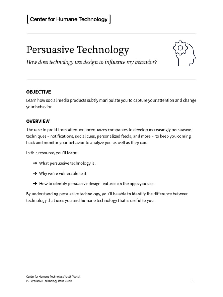 Persuasive Technology Issue Guide Pdf Popular Culture Media