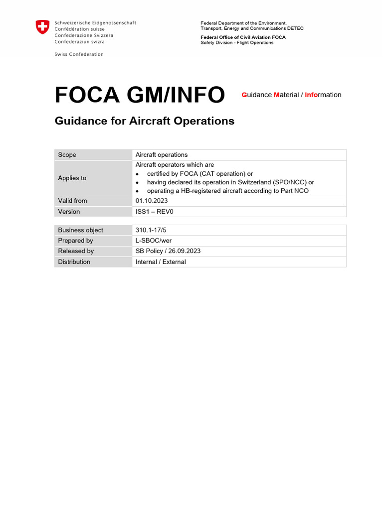 FOCA Guidance for Aircraft Operations | PDF | Aeronautics | Aerospace