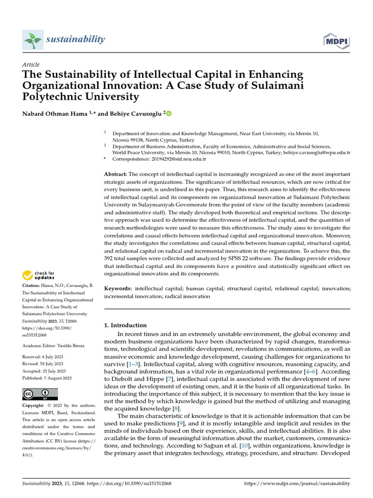 The Sustainability of Intellectual Capital in Enhancing Organizational ...