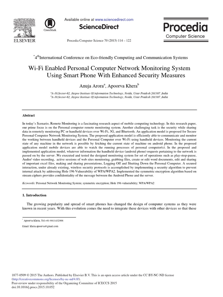 Wi-Fi Enabled Personal Computer Network Monitoring System | PDF ...