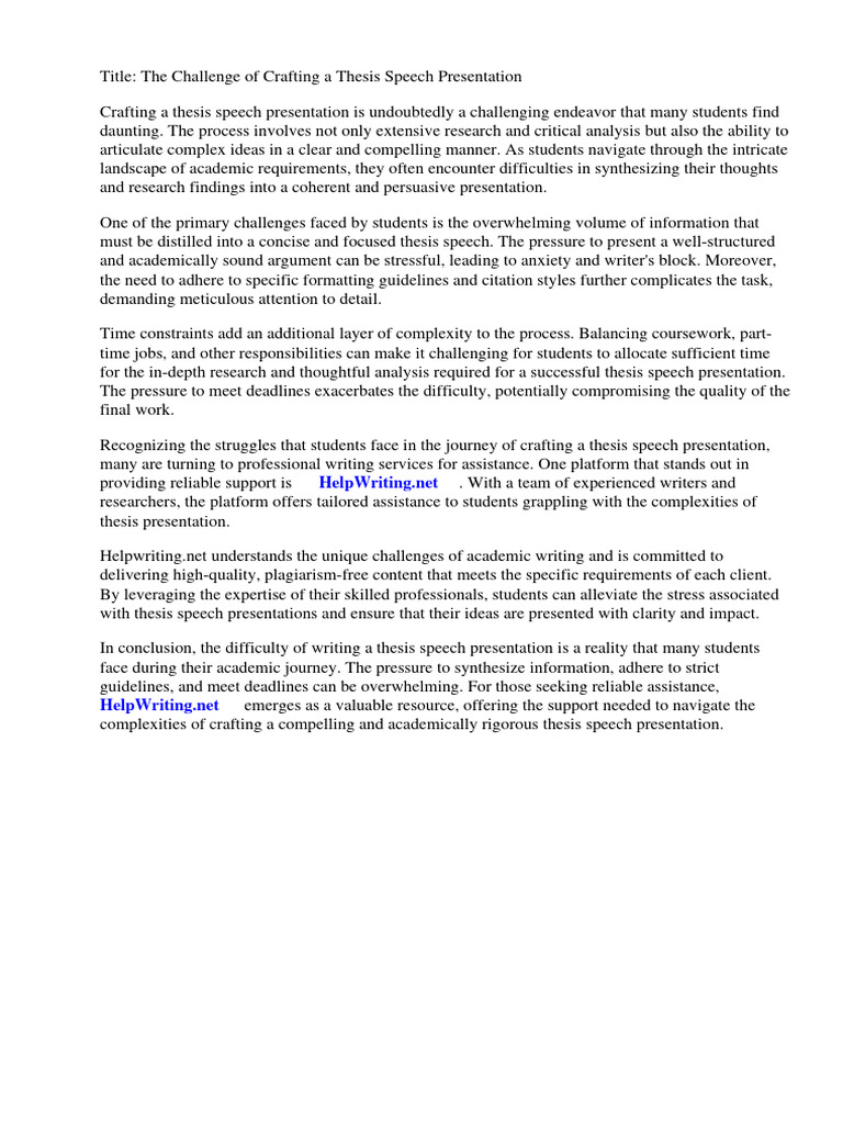 Thesis Speech Presentation Pdf Essays Thesis