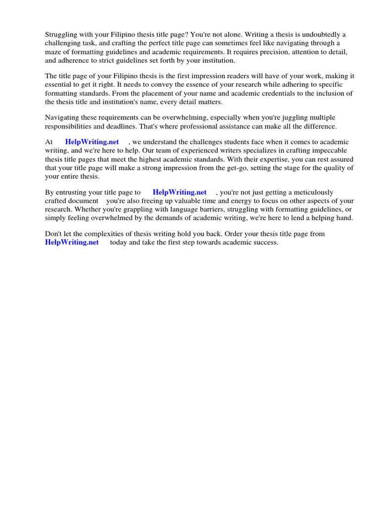 Title Page Filipino Thesis | Download Free PDF | Thesis | Tagalog Language