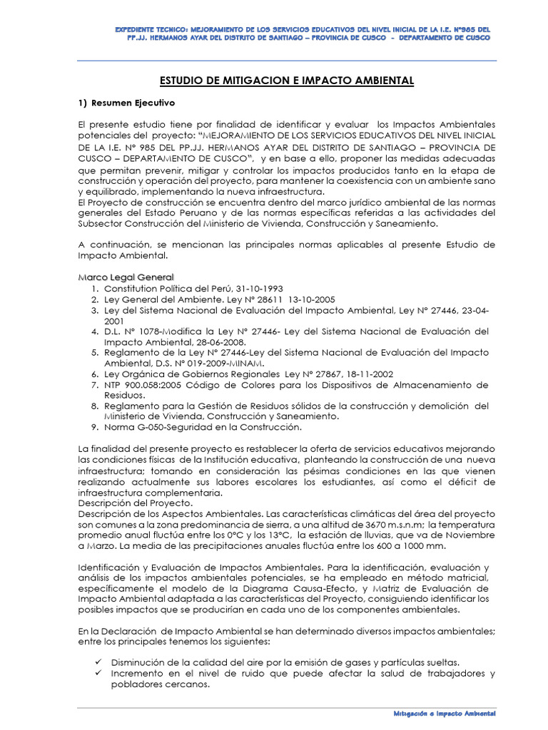Estudio de Impacto Ambiental en Cusco | PDF | La contaminación del aire ...