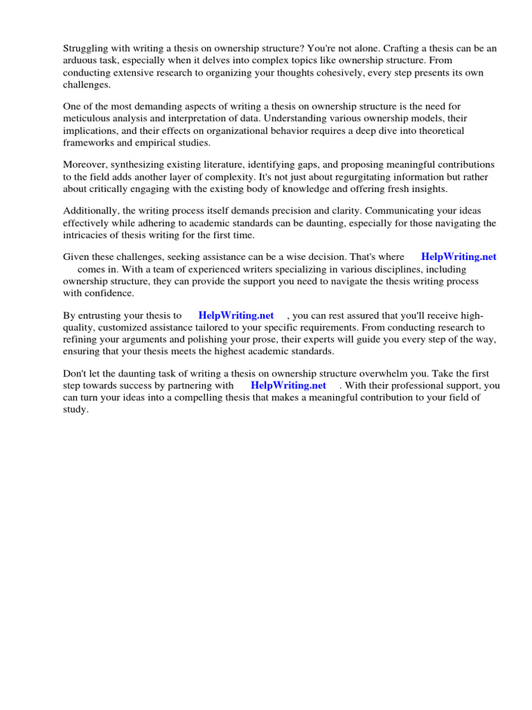 Thesis On Ownership Structure | PDF | Corporate Governance | Equity ...