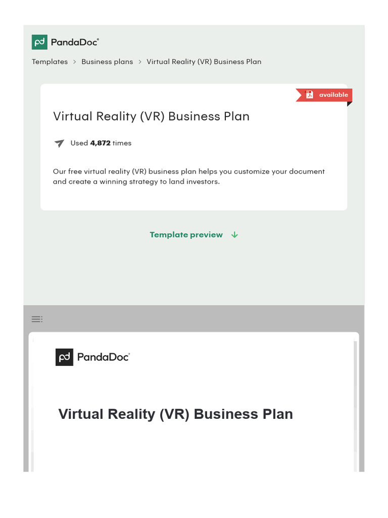 Virtual Reality (VR) Business Plan Template by PandaDoc PDF Virtual