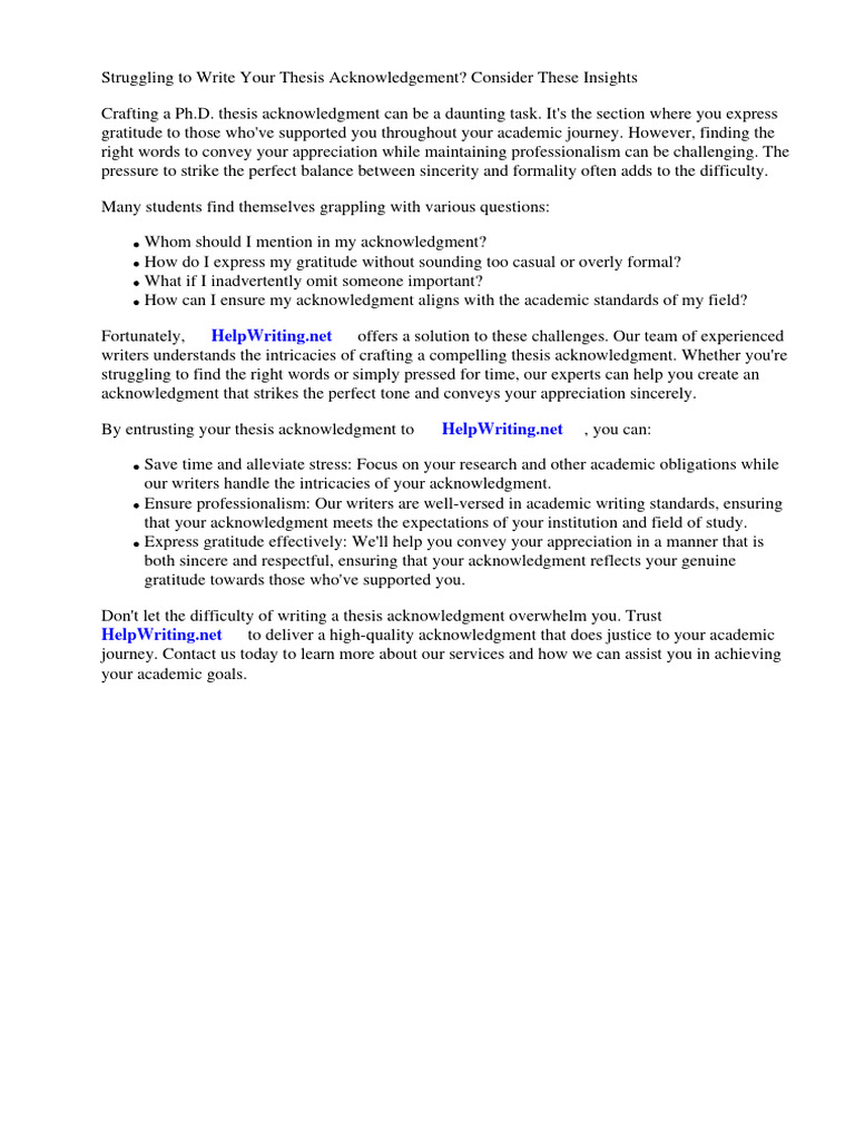 PHD Thesis Acknowledgement Example | Download Free PDF | Thesis ...