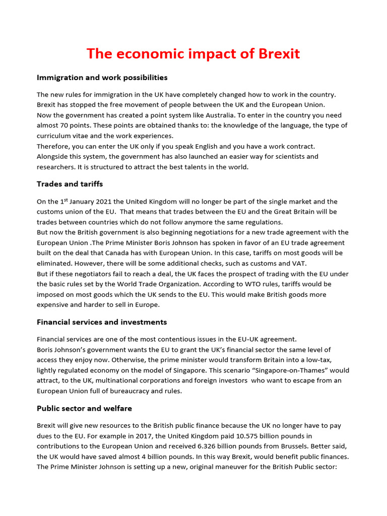 Brexit's Economic Impact on the UK | PDF | Brexit | European Union