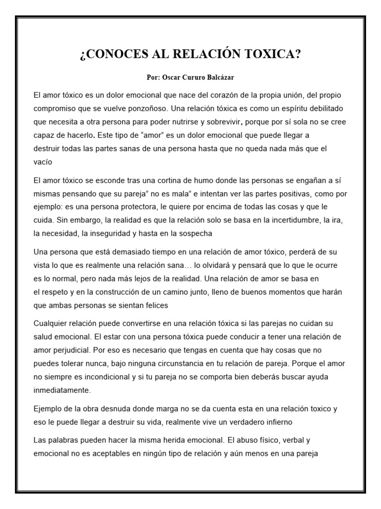 Conoces Al Relación Toxica | PDF | Amor | Las emociones