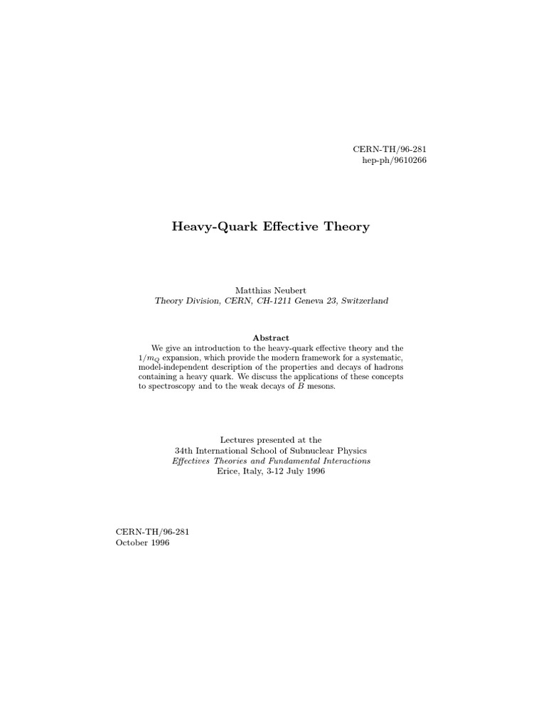 Introduction to Heavy-Quark Theory | PDF | Quark | Quantum Chromodynamics