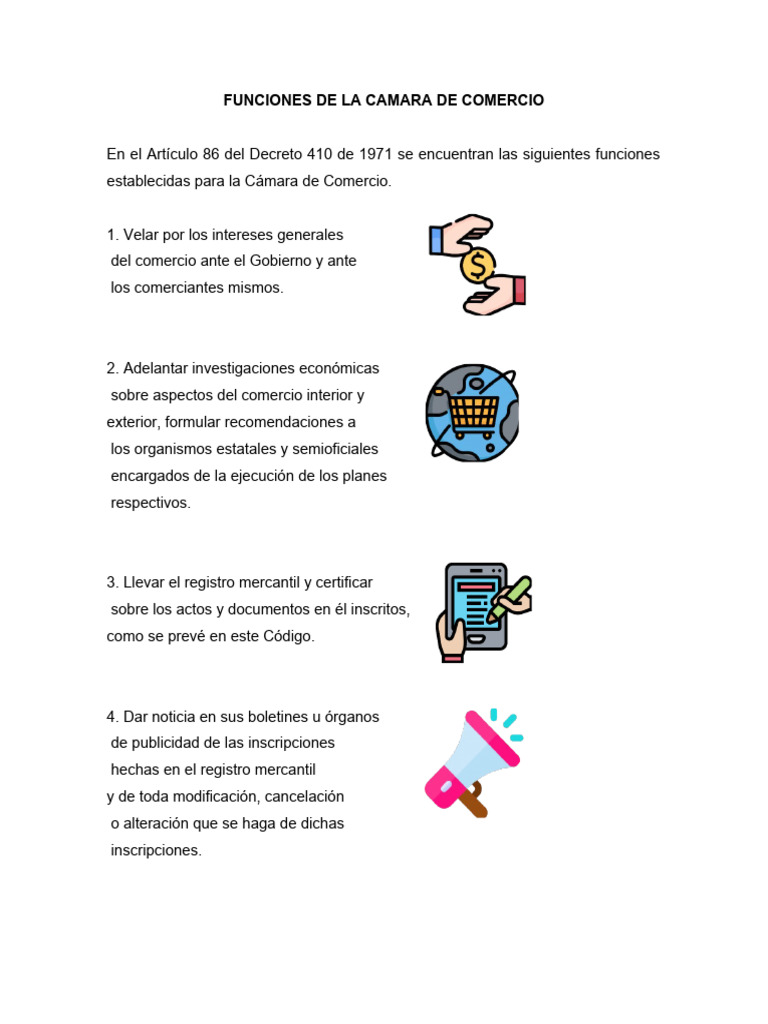 Funciones De La Camara De Comercio Pdf