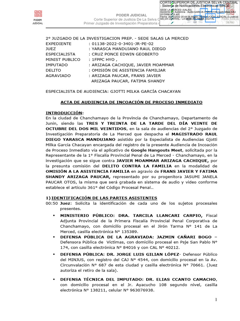 Acta de Audiencia | PDF | Fiscal | Crimen y violencia