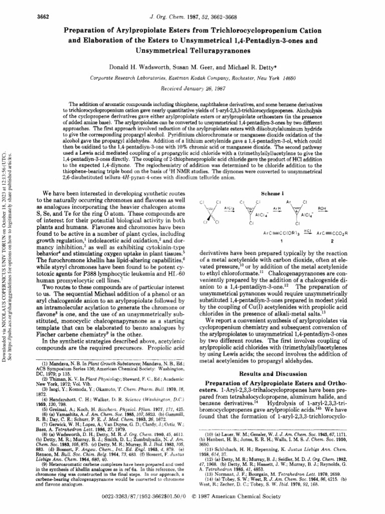 Wadsworth et al 2002 preparation of arylpropiolate esters from