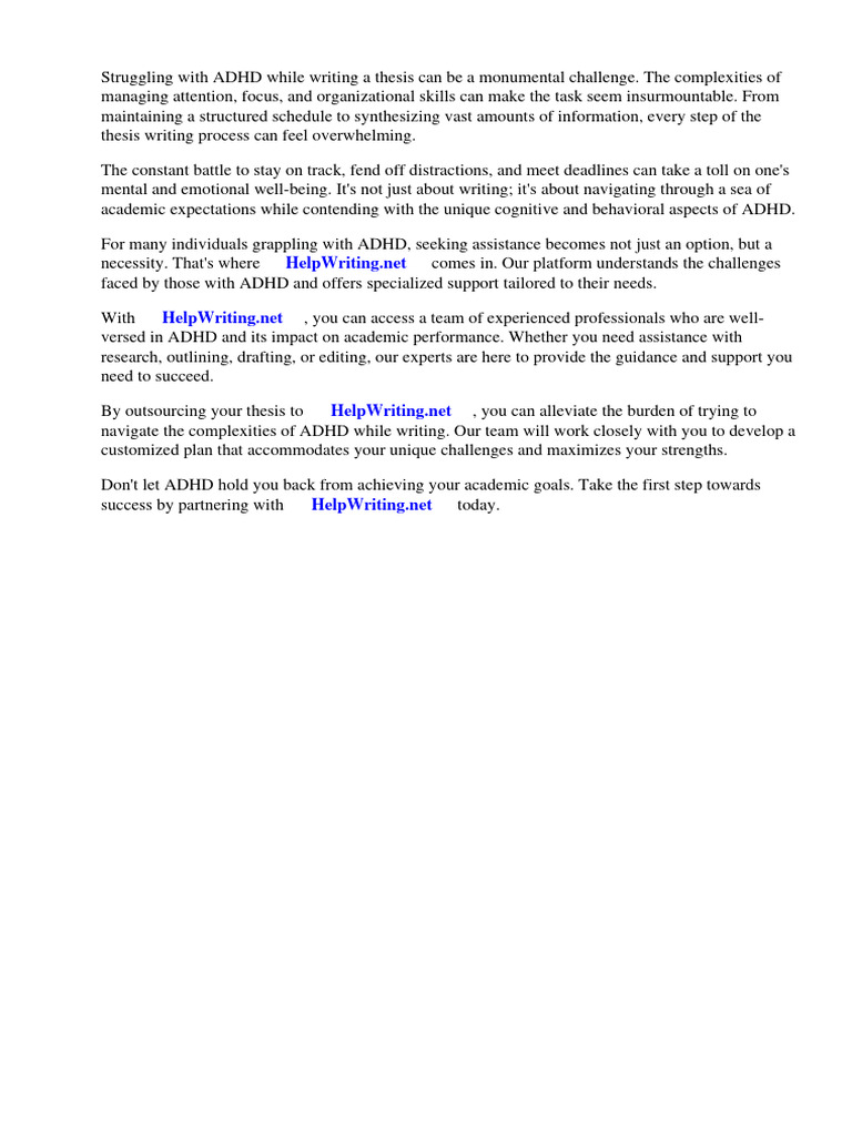 Thesis Adhd PDF Attention Deficit Hyperactivity Disorder Mental Disorder