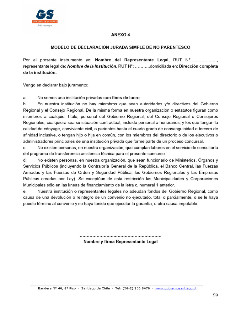 Modelo de Declaración Jurada Simple | PDF | Parentesco | Gobierno