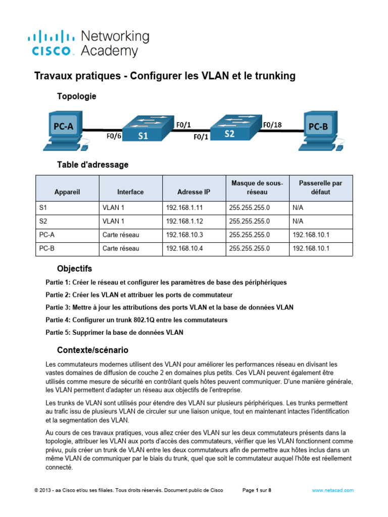 Configuration des VLAN et Trunking Cisco | PDF | Terminal informatique ...