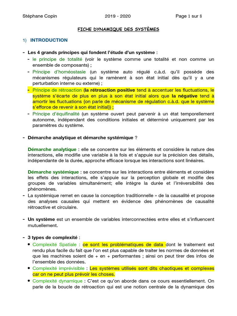 Boucles de rétroaction en systèmes dynamiques | PDF | Rétroaction ...