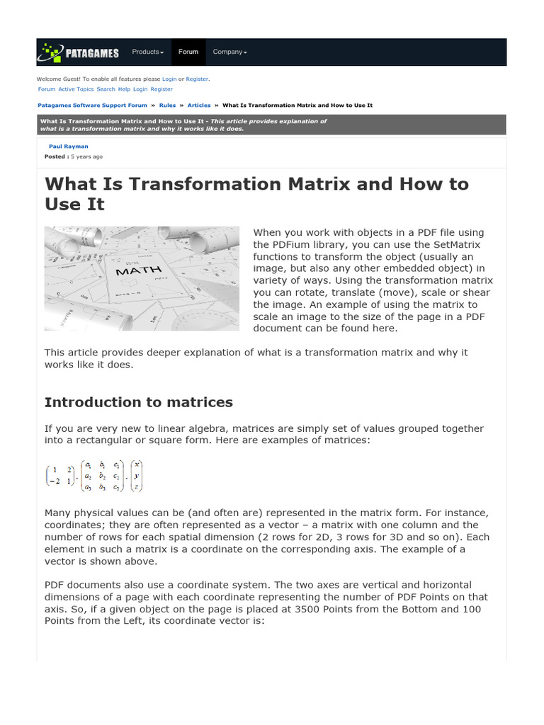 What Is Transformation Matrix and How To Use It | PDF | Matrix ...