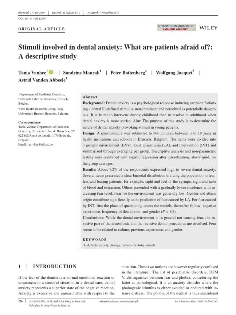 Ansiedad Dental 2020 Pdf Dentistry Phobia