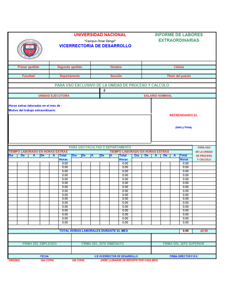 Formulario Horas Extras | PDF